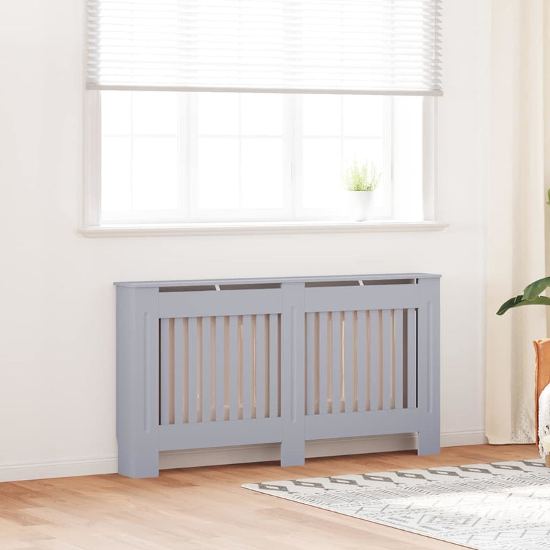 vidaXL Radiátor fedezék 2 pcs Szürke 152x19x81.5cm Faanyag