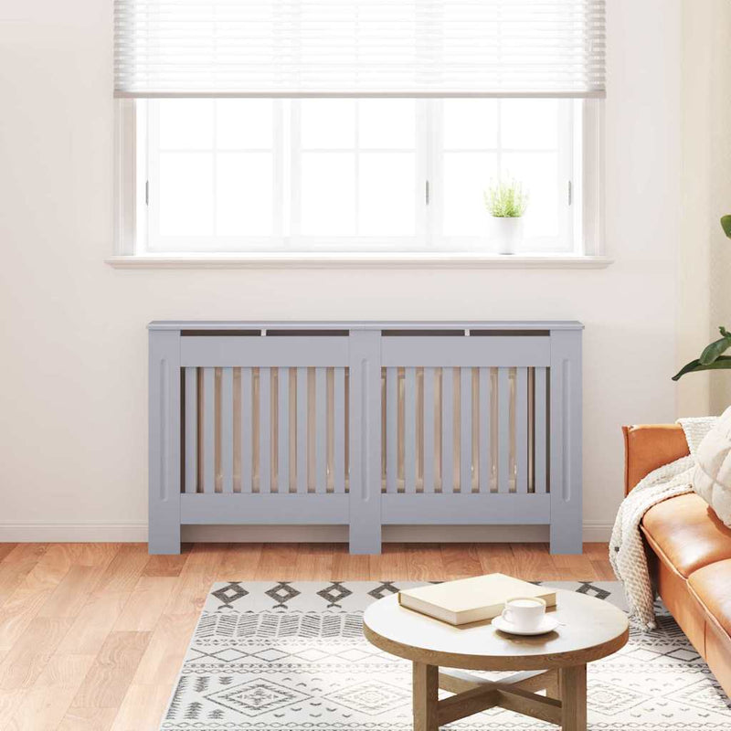 vidaXL Radiátor fedezék 2 pcs Szürke 152x19x81.5cm Faanyag