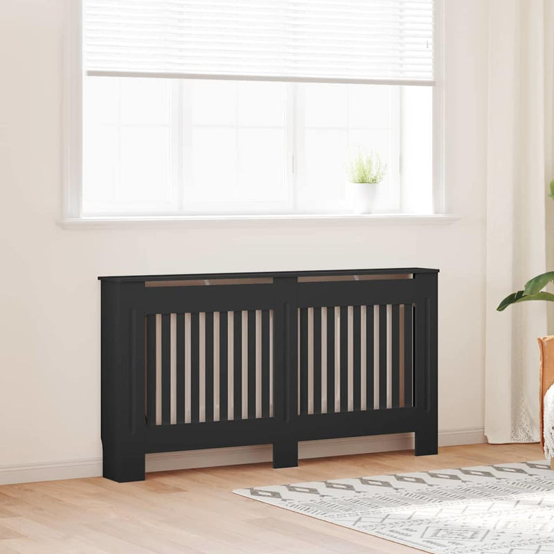 vidaXL Radiátor fedezék 2 pcs Fekete 152x19x81.5cm Faanyag