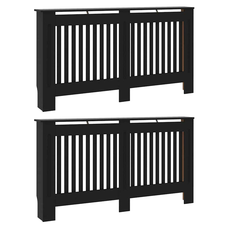 vidaXL Radiátor fedezék 2 pcs Fekete 152x19x81.5cm Faanyag