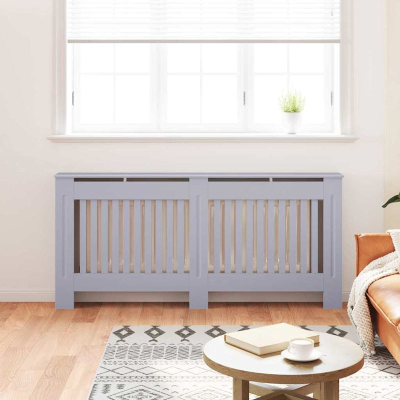vidaXL Radiátor fedezék 2 pcs Szürke 172x19x81.5cm Faanyag