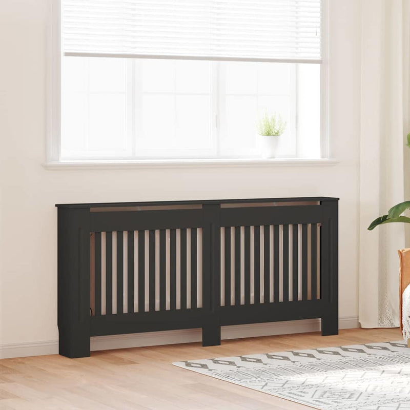 vidaXL Radiátor fedezék 2 pcs Fekete 172x19x81.5cm Faanyag