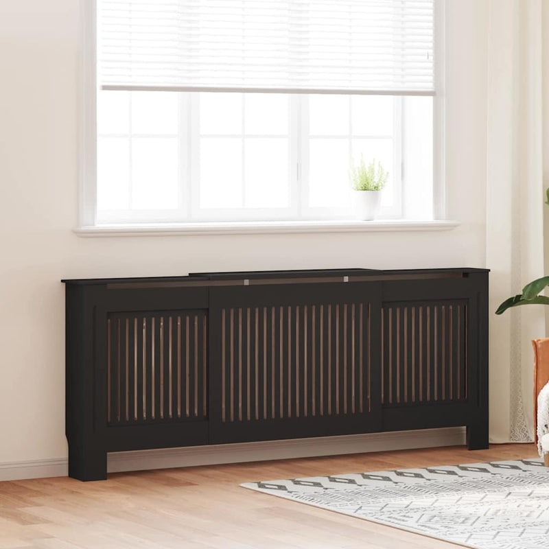 vidaXL Radiátor fedezék 2 pcs Fekete 205x20.5x81.5cm Faanyag