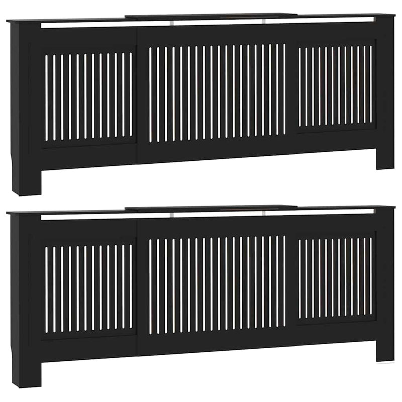 vidaXL Radiátor fedezék 2 pcs Fekete 205x20.5x81.5cm Faanyag