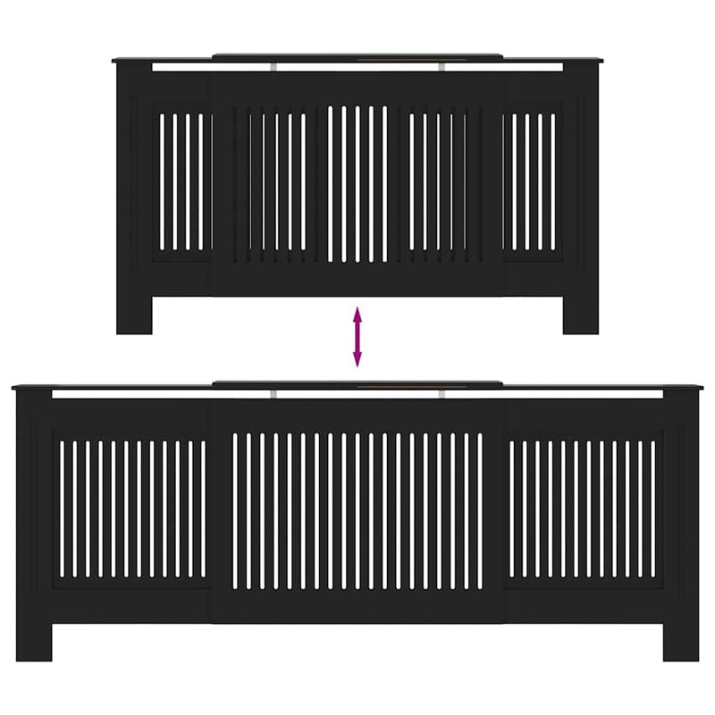 vidaXL Radiátor fedezék 2 pcs Fekete 205x20.5x81.5cm Faanyag