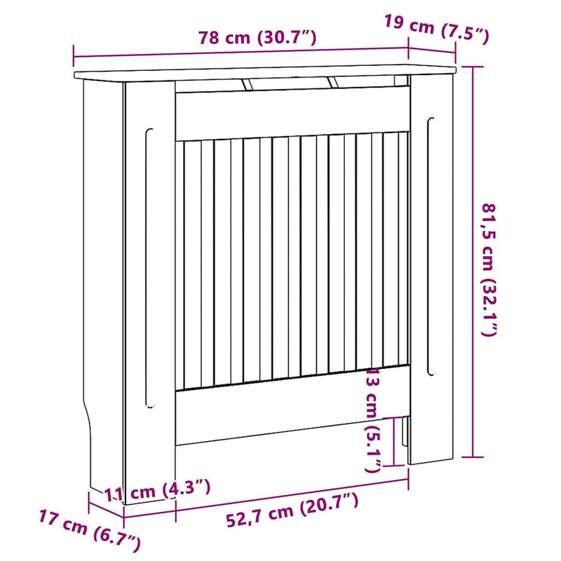 vidaXL Radiátor fedezék 2 pcs Fekete 78x19x81.5cm Faanyag