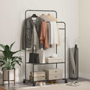 vidaXL Ruhafogó polcokkal kerékkel tárolóval Fekete 80 x 53 x 156 cm