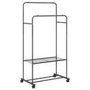 vidaXL Ruhafogó polcokkal kerékkel tárolóval Fekete 80 x 53 x 156 cm