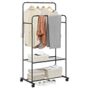 vidaXL Ruhafogó polcokkal kerékkel tárolóval Fekete 80 x 53 x 156 cm