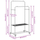 vidaXL Ruhafogó polcokkal kerékkel tárolóval Fekete 80 x 53 x 156 cm