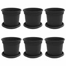 vidaXL Növénycserép 6 pcs Fekete Ø 15 x 12 cm Műanyag