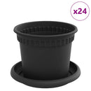 vidaXL Növénycserép 24 pcs Fekete Ø 12,5 x 10 cm Műanyag