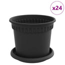 vidaXL Növénycserép 24 pcs Fekete Ø 15 x 12 cm Műanyag
