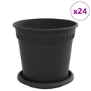 vidaXL Növénycserép 24 pcs Fekete Ø 17 x 14 cm Műanyag