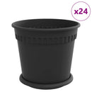 vidaXL Növénycserép 24 pcs Fekete Ø 19 x 16 cm Műanyag