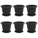 vidaXL Növénycserép 6 pcs Fekete Ø 22 x 18 cm Műanyag