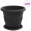 vidaXL Növénycserép 24 pcs Fekete Ø 22 x 18 cm Műanyag