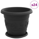 vidaXL Növénycserép 24 pcs Fekete Ø 26 x 21.5 cm Műanyag