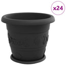 vidaXL Növénycserép 24 pcs Fekete Ø 34 x 28 cm Műanyag