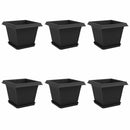 vidaXL Növénycserép 6 pcs Fekete 28,5 x 28,5 x 22 cm Műanyag