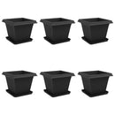 vidaXL Növénycserép 6 pcs Fekete 38 x 38 x 30 cm Műanyag