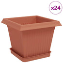 vidaXL Növénycserép 24 pcs Tégla Vörös 20 x 20 x 16 cm Műanyag