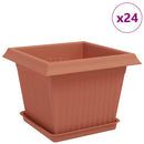 vidaXL Növénycserép 24 pcs Tégla Vörös 23 x 23 x 17,5 cm Műanyag