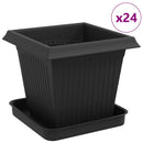 vidaXL Növénycserép 24 pcs Fekete 16 x 16 x 14 cm Műanyag