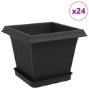 vidaXL Növénycserép 24 pcs Fekete 20 x 20 x 16 cm Műanyag