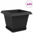 vidaXL Növénycserép 24 pcs Fekete 28,5 x 28,5 x 22 cm Műanyag