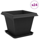 vidaXL Növénycserép 24 pcs Fekete 38 x 38 x 30 cm Műanyag