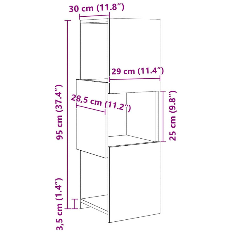 vidaXL Sarokszekrény Fehér 30,5x30x95cm Faanyag
