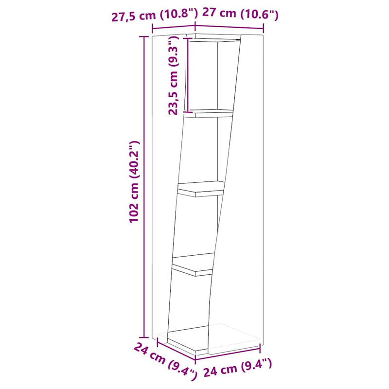 vidaXL Sarokszekrény Fehér 27,5x27x102cm Faanyag