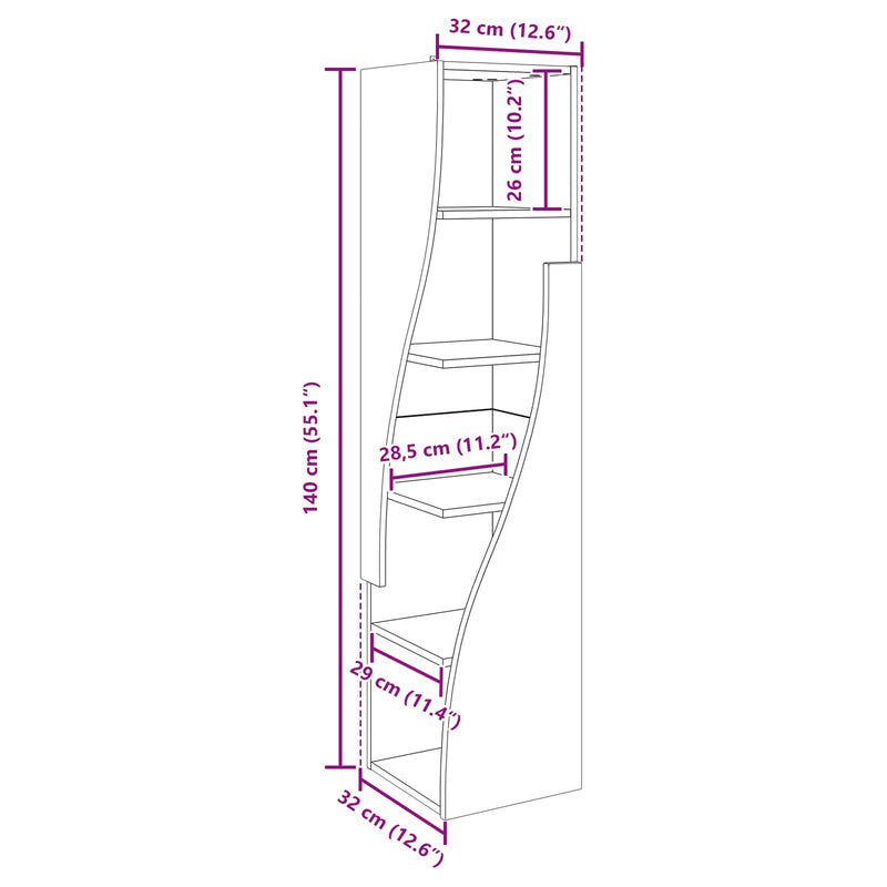 vidaXL Sarokszekrény Fehér 32x32x140cm Faanyag