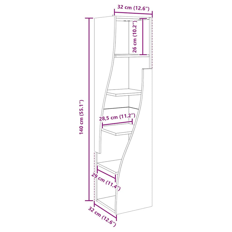 vidaXL Sarokszekrény Fehér 32x32x140cm Faanyag