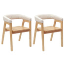 vidaXL Étkező Székek 2 pcs Természetes 54 x 57 x 73 cm Tömör Gumi Fa