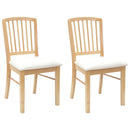 vidaXL Étkező Székek 2 pcs Természetes 50 x 52,5 x 91 cm Tömör Gumi Fa