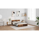 vidaXL Ágykeret LED -es lámpákkal Öreg fa 140 x 190 cm Faanyag