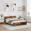 vidaXL Ágykeret LED -es lámpákkal Öreg fa 135 x 190 cm Faanyag