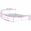 vidaXL Ágykeret LED -es lámpákkal Öreg fa 135 x 190 cm Faanyag