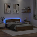 vidaXL Ágykeret LED -es lámpákkal Artisan tölgy 135 x 190 cm Faanyag