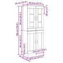vidaXL Magasfiú Fekete tölgy 69,5 x 34 x 180 cm Faanyag