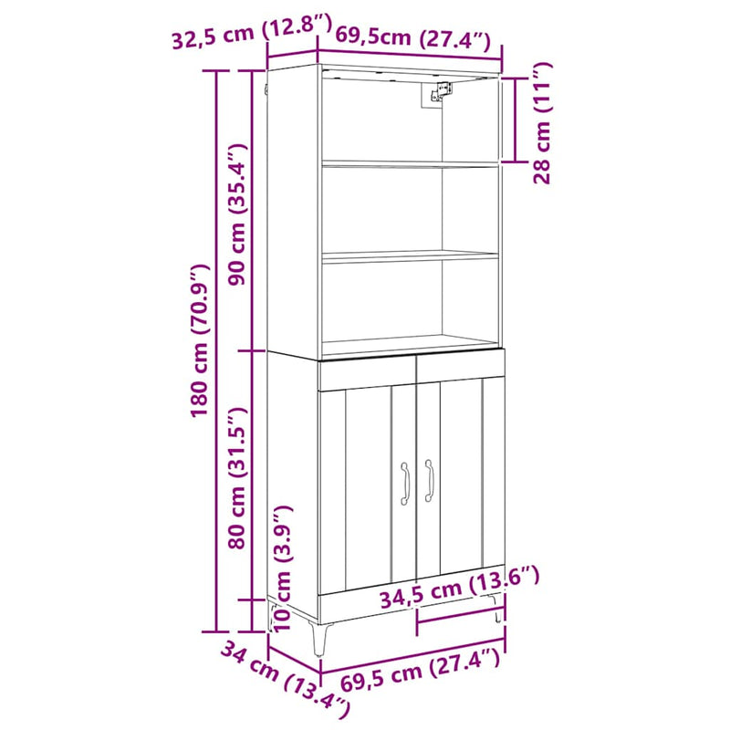 vidaXL Magasfiú 2 pcs Régi fa Faanyag