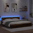 vidaXL Ágykeret LED -es lámpákkal Öreg fa 180 x 200 cm Faanyag