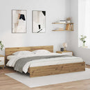 vidaXL Ágykeret LED -es lámpákkal Artisan tölgy 180 x 200 cm Faanyag