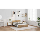 vidaXL Ágykeret LED -es lámpákkal Artisan tölgy 140 x 200 cm Faanyag