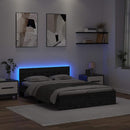 vidaXL Ágykeret LED -es lámpákkal Fekete tölgy 140 x 200 cm Faanyag