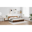 vidaXL Ágykeret LED -es lámpákkal Öreg fa 200 x 200 cm Faanyag