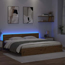 vidaXL Ágykeret LED -es lámpákkal Artisan tölgy 200 x 200 cm Faanyag