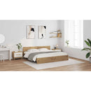 vidaXL Ágykeret LED szalagokkal Artisan tölgy 200 x 200 cm Faanyag